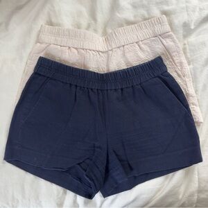 TWO PAIRS J. Crew 100% Cotton Textured Shorts Navy Blue Cream